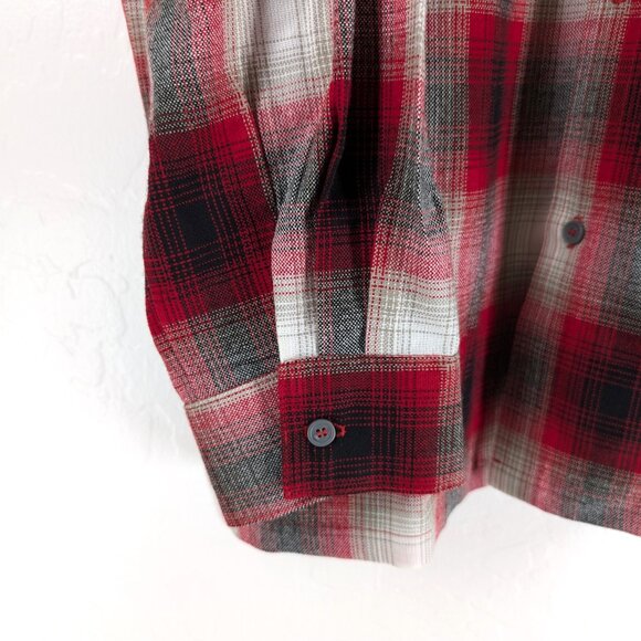 CALTOP Shirt Men's 3XL Red Plaid Flannel Open Pocket‎ Long Sleeve Ombre USA - Picture 8 of 14